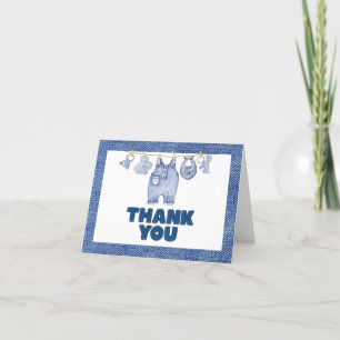 Carte De Remerciements Baby shower Baby Blue Jean