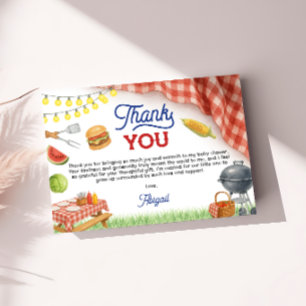 Carte De Remerciements Baby Shower BBQ Bleu 5x3.5