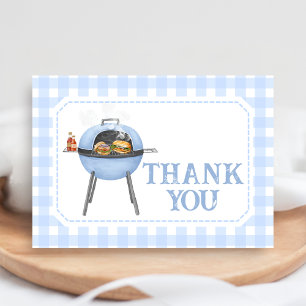 Carte De Remerciements Baby Shower BBQ Burger Bleu
