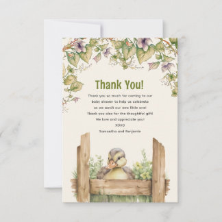 Carte De Remerciements Baby shower bébé canard