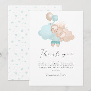Carte de remerciements Baby shower bébé éléphant