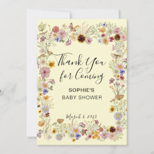 Carte De Remerciements Baby shower Bébé En Fleur Jardin Papillons