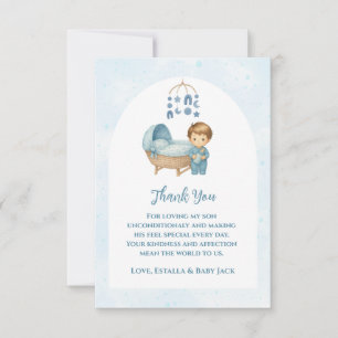 Carte De Remerciements Baby shower bébé mignonne Blue Mobile Lit bébé