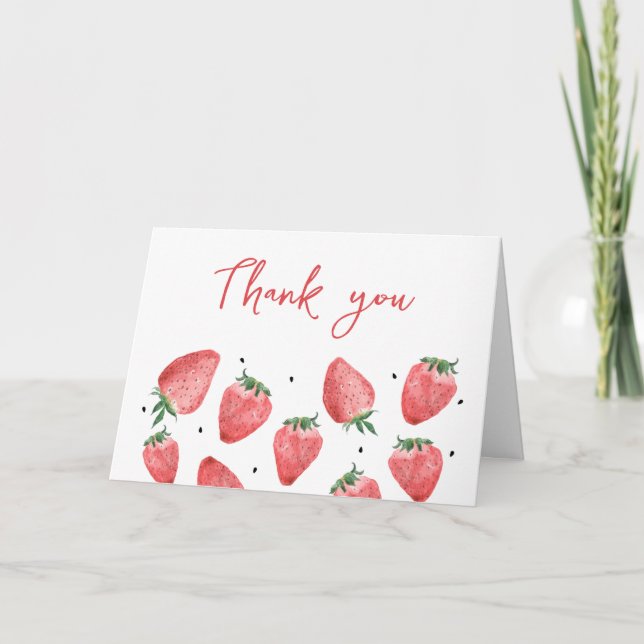 Carte De Remerciements Baby shower Berry Sweet Strawberry (Devant)