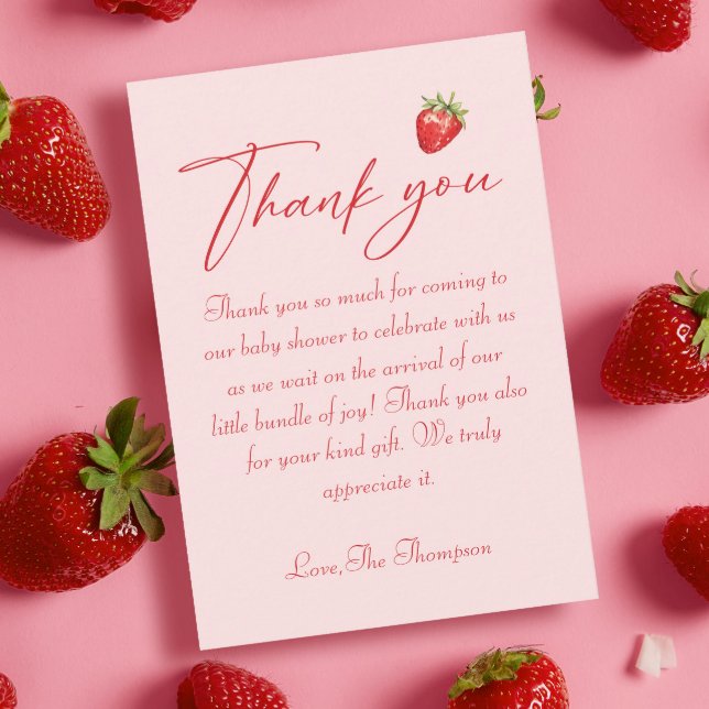 Carte De Remerciements Baby shower Berry Sweet Strawberry (Créateur téléchargé)