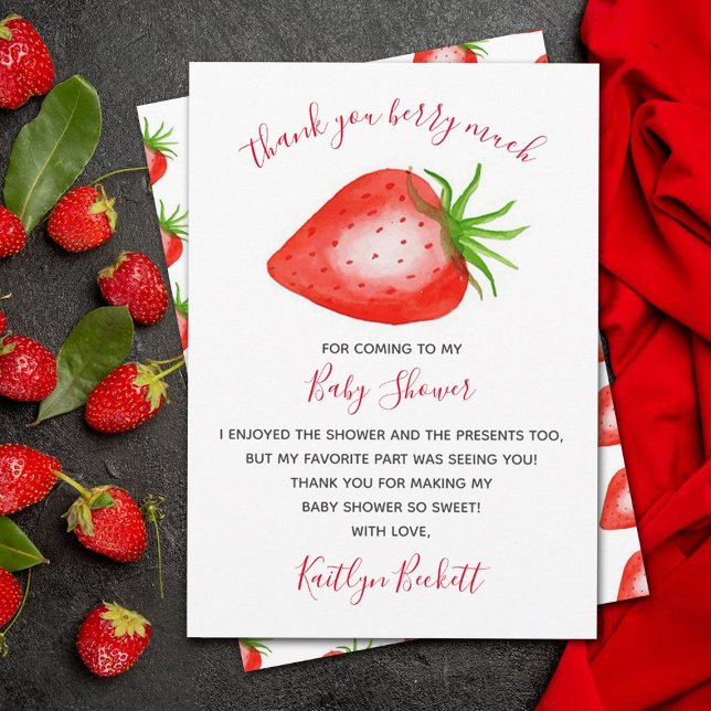 Carte De Remerciements Baby shower Berry Sweet Strawberry (Créateur téléchargé)