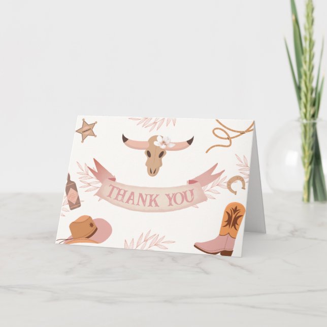 Carte De Remerciements Baby shower blanc blanc rose neutre (Devant)