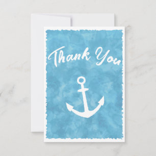 Carte De Remerciements Baby shower bleu Ancre nautique