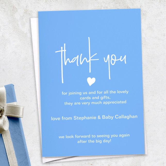 Carte de remerciements baby shower bleu au coeur m (Créateur téléchargé)
