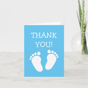 Carte de remerciements baby shower bleu avec pieds