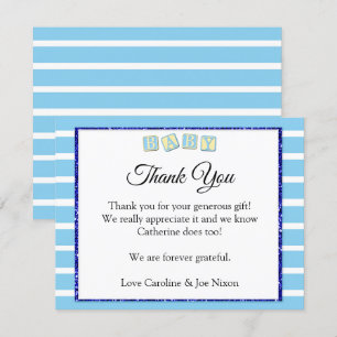 Carte de remerciements baby shower bleu bébé