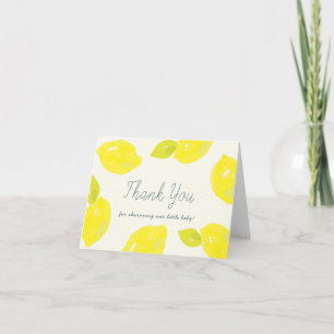 Carte De Remerciements Baby shower bleu citron peint à la main