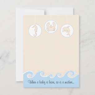 Carte de remerciements baby shower, bleu/crème mob