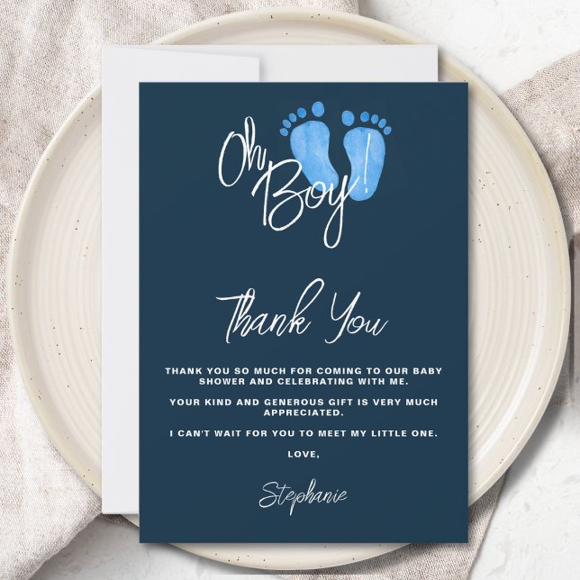 Carte De Remerciements Baby shower bleu marine (Créateur téléchargé)