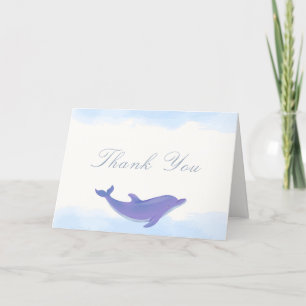 Carte De Remerciements Baby shower bleu moderne Boho Ocean Dolphin