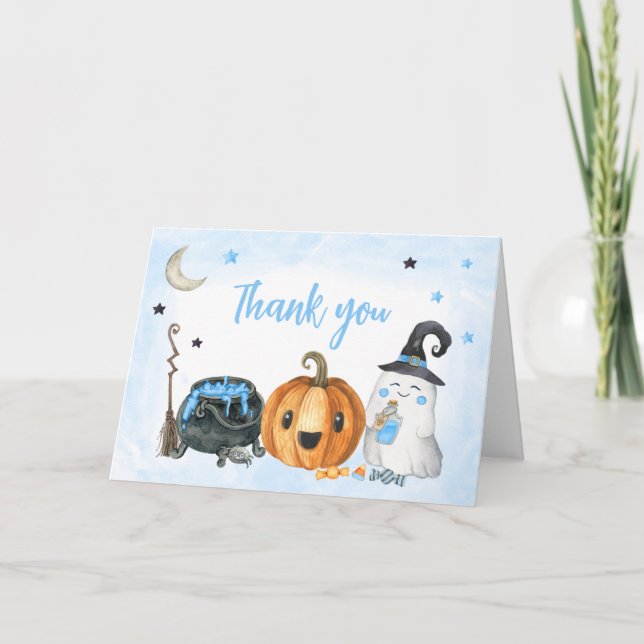 Carte De Remerciements Baby shower Blue A Little Boo (Devant)