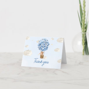 Carte De Remerciements Baby shower Blue Hot Air Balloon Up and Away