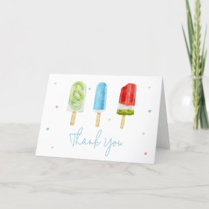 Carte De Remerciements Baby shower Blue Popsicle