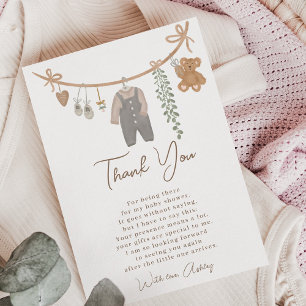 Carte De Remerciements Baby shower boho de ligne neutre genre mignon