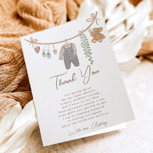 Carte De Remerciements Baby shower boho de ligne neutre genre mignon