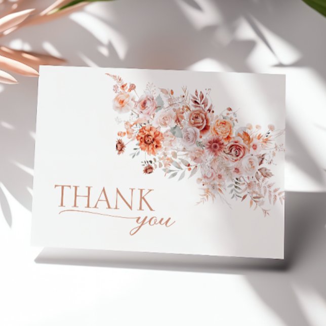 Carte De Remerciements Baby shower Boho Floral Rose Orange (Créateur téléchargé)