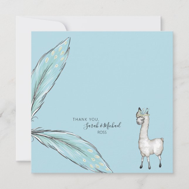 Carte De Remerciements Baby shower Boho Llama Confetti Carré (Devant)