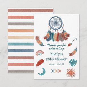 Carte De Remerciements Baby shower Boho Retro Dreamcatcher