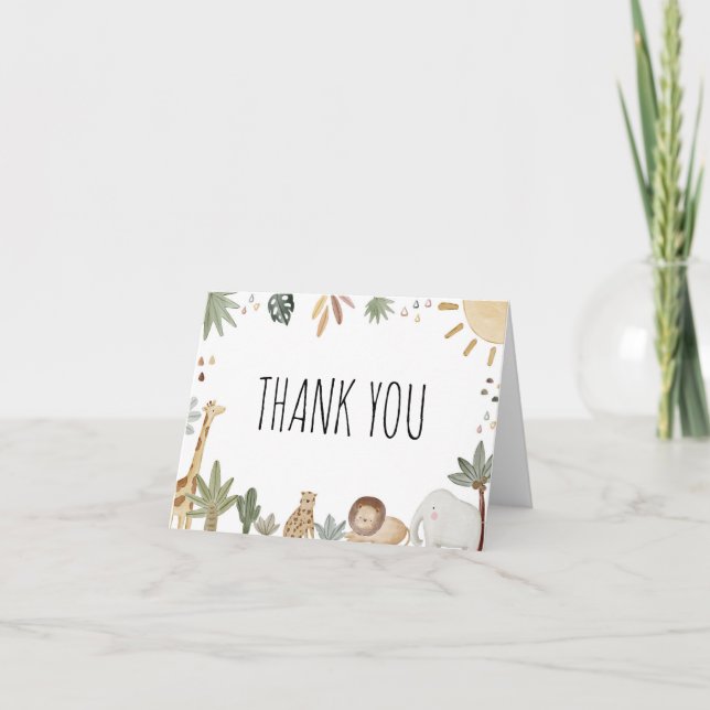 Carte de remerciements Baby shower Boho Safari (Devant)