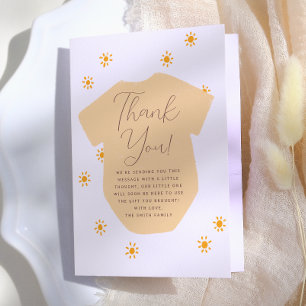 Carte De Remerciements Baby shower Boho Sun Little Sunshine