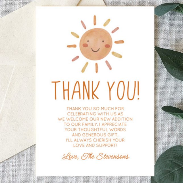Carte De Remerciements Baby shower Boho Sunshine (Créateur téléchargé)