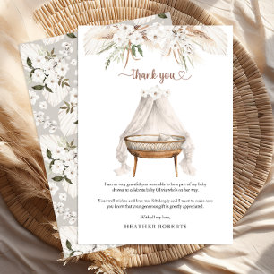 Carte De Remerciements Baby shower Boho tendance Coeur Script Typographie