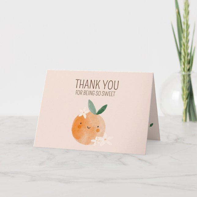 Carte De Remerciements Baby shower botanique Little Cutie Orange Citrus (Devant)