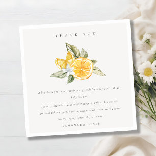 Carte De Remerciements Baby shower botanique minimal Citrus Lemon