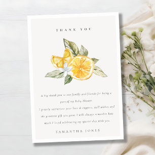 Carte De Remerciements Baby shower botanique minimal Citrus Lemon