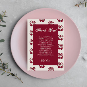 Carte De Remerciements Baby shower Bourgogne moderne