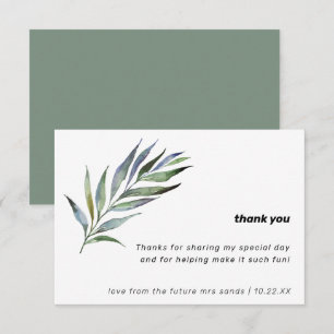 Carte De Remerciements Baby Shower Branche de Laurier en Aquarelle