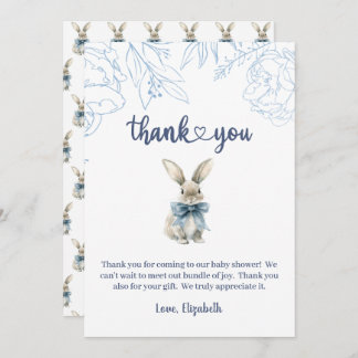 Carte De Remerciements Baby shower Bunny bleu