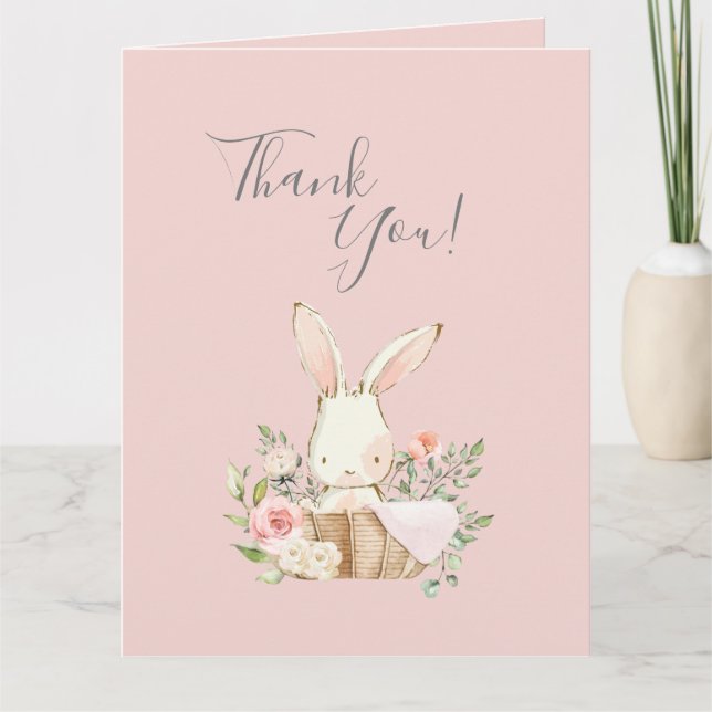 Carte De Remerciements Baby shower Bunny Pink (Devant)