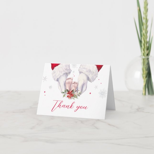 Carte De Remerciements Baby shower cadeau de Noël (Devant)