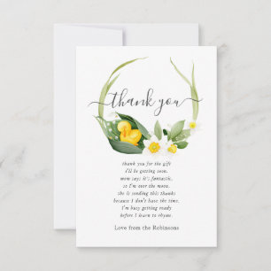 Carte De Remerciements Baby shower Caneton de printemps Lily of the Valle