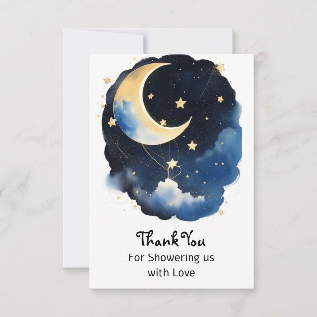 Carte De Remerciements Baby shower céleste enchanteur (Devant)
