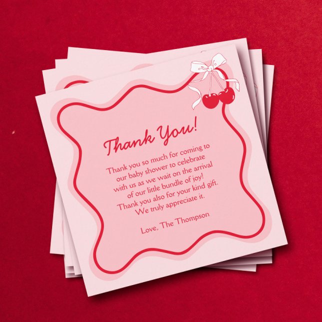 Carte De Remerciements Baby shower cerise (Créateur téléchargé)