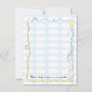 Carte de remerciements baby shower, Château Jaune/