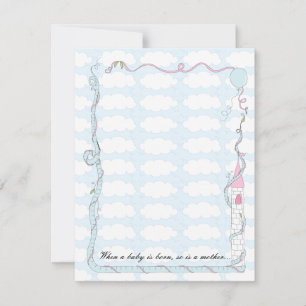 Carte de remerciements baby shower, Château rose/b