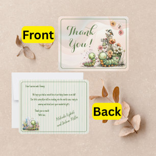 Carte De Remerciements Baby-Shower Chenille Mignonne