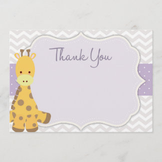 Carte de remerciements Baby shower Chevron Giraffe