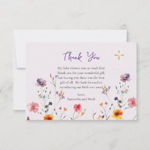 Carte De Remerciements Baby shower chrétien orthodoxe fleur sauvage