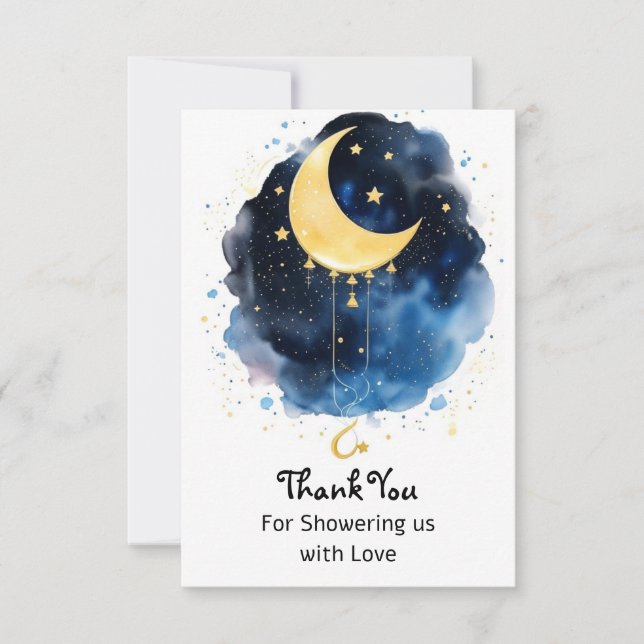 Carte De Remerciements Baby shower Ciel nocturne étincelant (Devant)