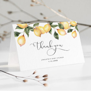 Carte de remerciements baby shower citron aquarell