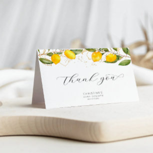 Carte de remerciements Baby shower citron aquarell